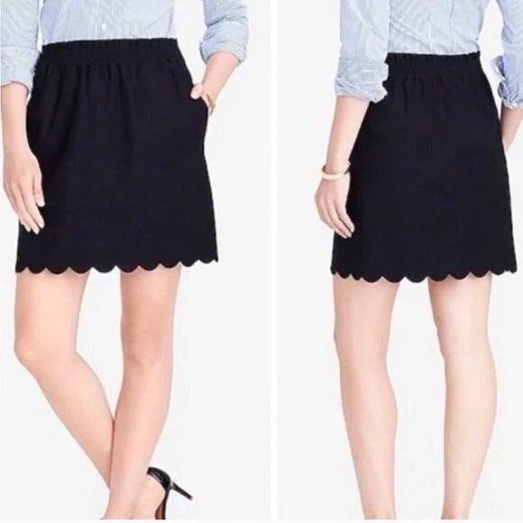 J. Crew Factory Dresses & Skirts - J. Crew Linen Cotton Blend Scalloped Hem Sidewalk Skirt NEW